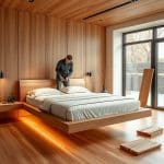 łóżko dębowe lewitujące