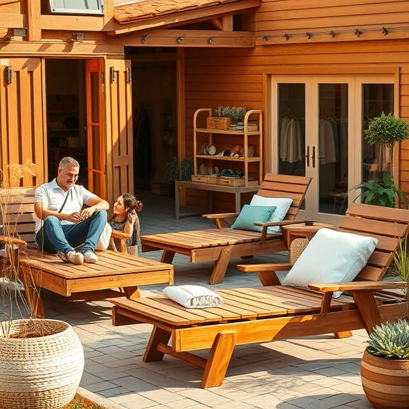 leżak ogrodowy z drewna