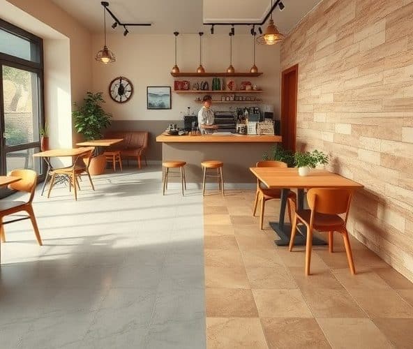 Posadzka żywiczna czy płytki w małej kawiarni z ogrzewaniem podłogowym, jeśli zależy mi na jak najmniejszej konserwacji?